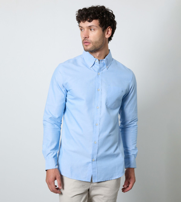 Solid Long Sleeves Oxford Shirt