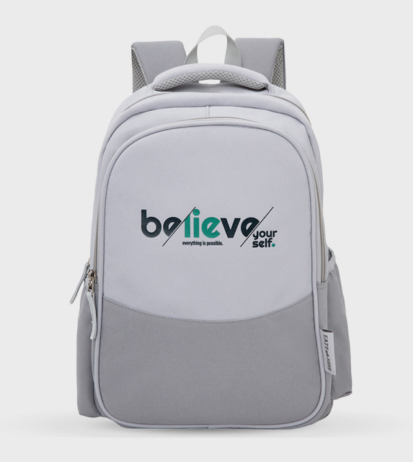 15.3” School Backpack for Kids - Believe Yourself, Grey