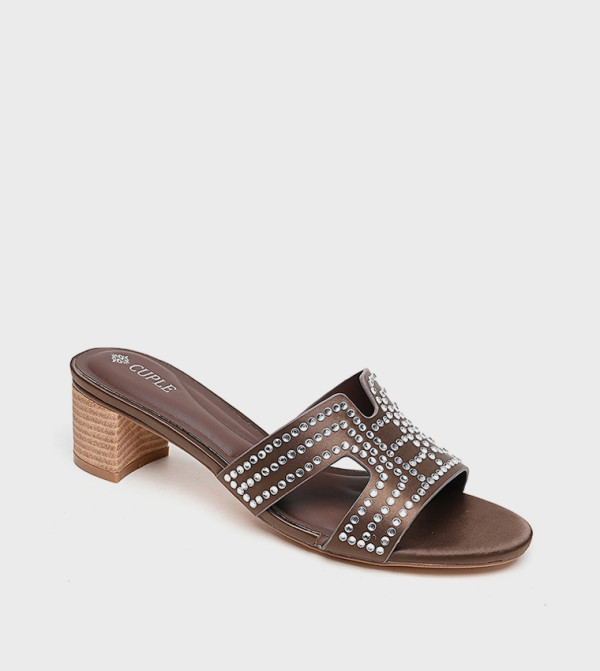 Embellished Cut-Out Heeled Sandals