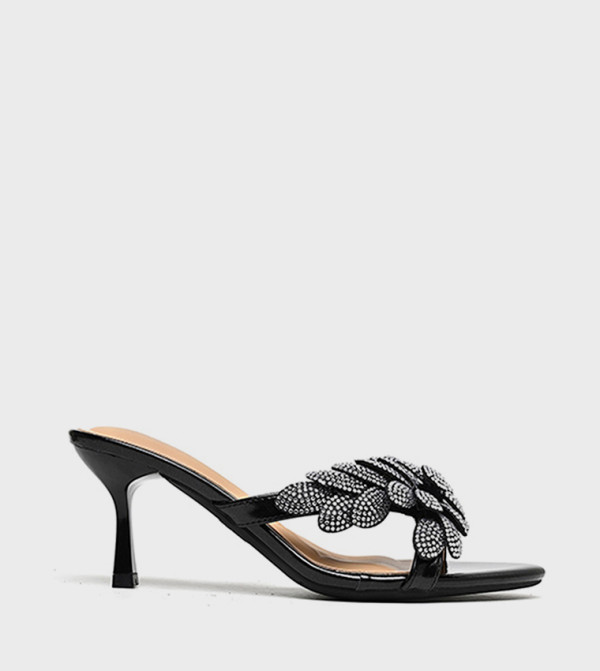 Embellished Cut-Out Heeled Sandals