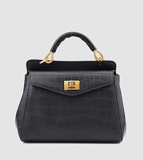 Croc Textured Top Handle Bag