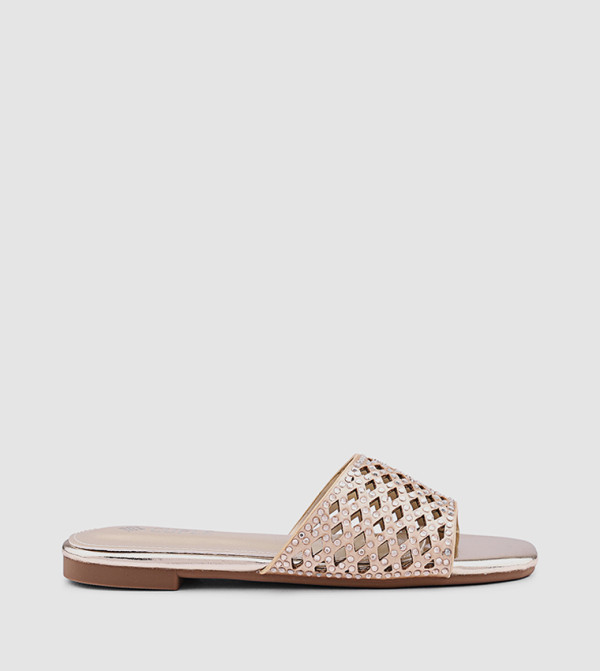 Laser Cut Open Toe Flat Sandals