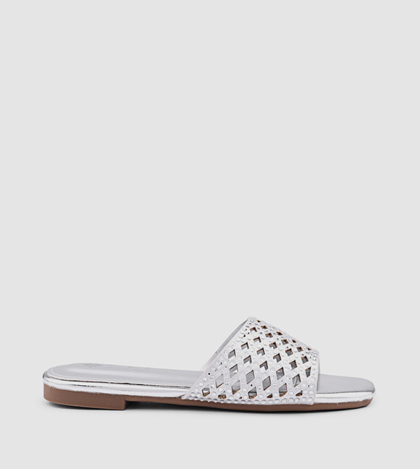 Laser Cut Open Toe Flat Sandals
