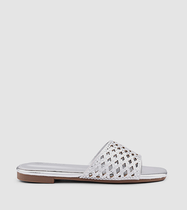 Laser Cut Open Toe Flat Sandals