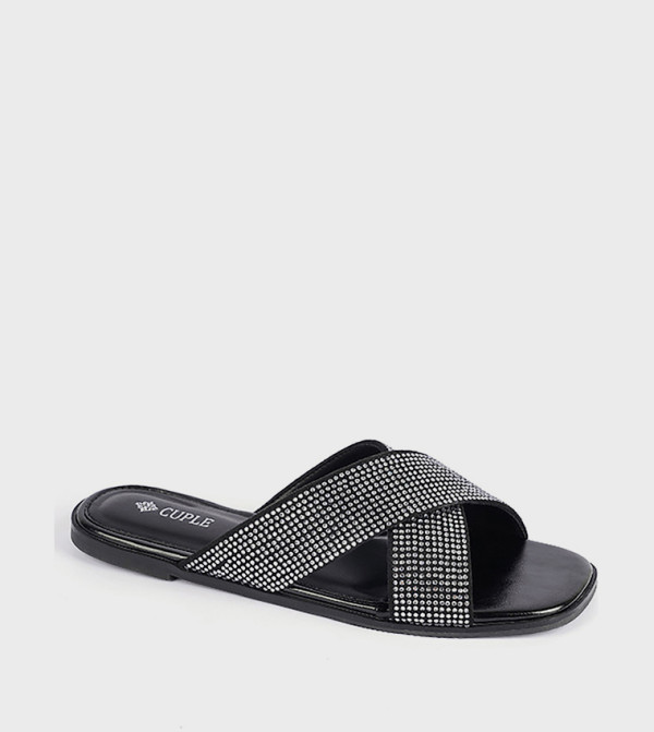 Studded Criss-Cross Flat Sandals