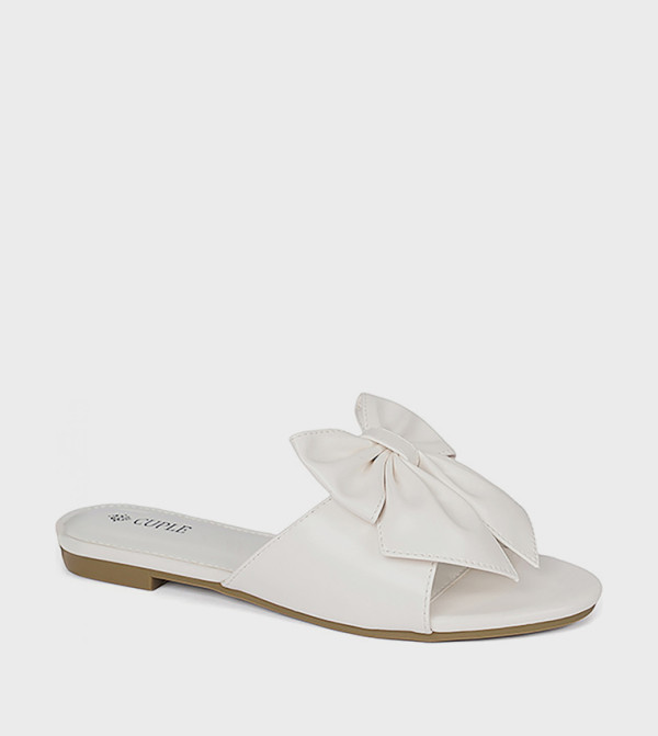 Bow Detail Open Toe Flat Sandals