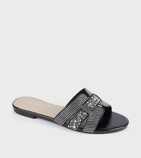 Embellished Open Toe Slide Sandals