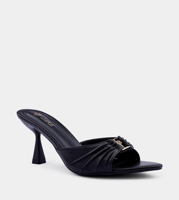 Metal Accent Open Toe Heel Sandals