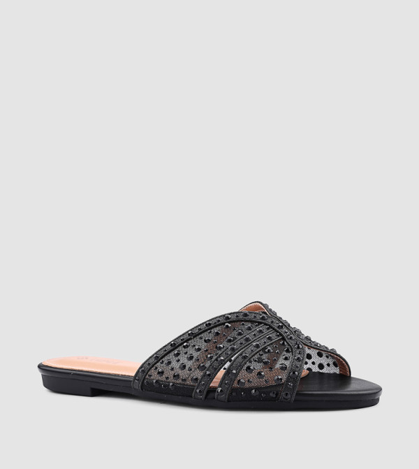 Embellished Open Toe Flat Sandals