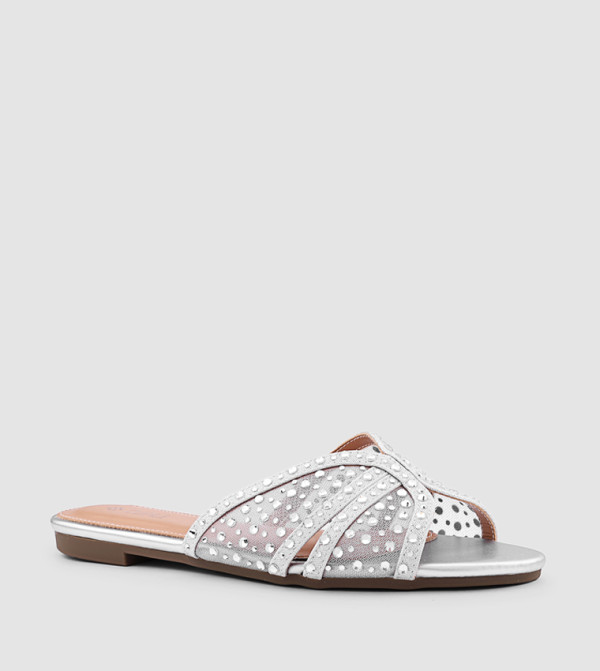 Embellished Open Toe Flat Sandals