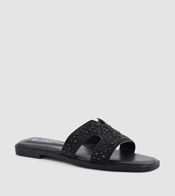 Embellished H-Strap Flat Sandals