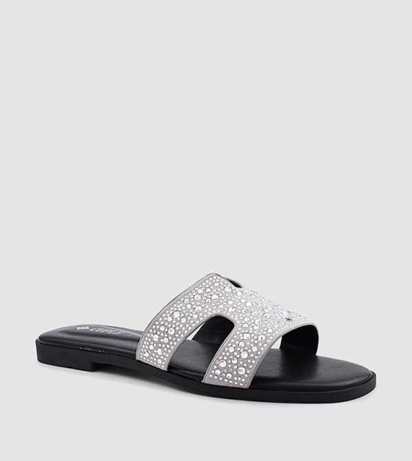 Embellished H-Strap Flat Sandals