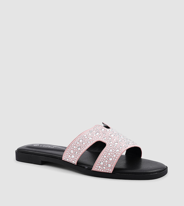 Embellished H-Strap Flat Sandals