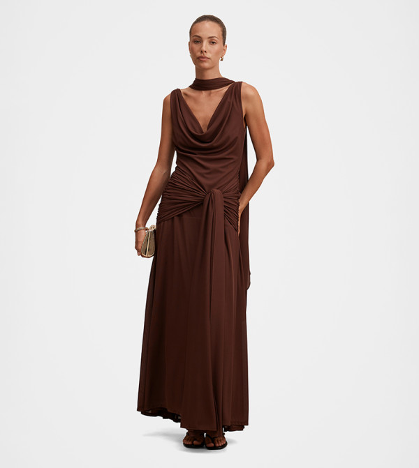 FN VIVIANNE Scarf Tie Maxi Dress