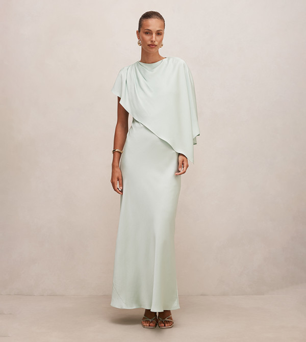 ZINNIA Solid Cape Maxi Dress
