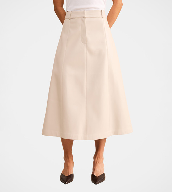ISLA Petite Vegan Leather Midi Skirt