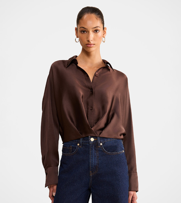 VIOLETTA Satin Blouson Shirt