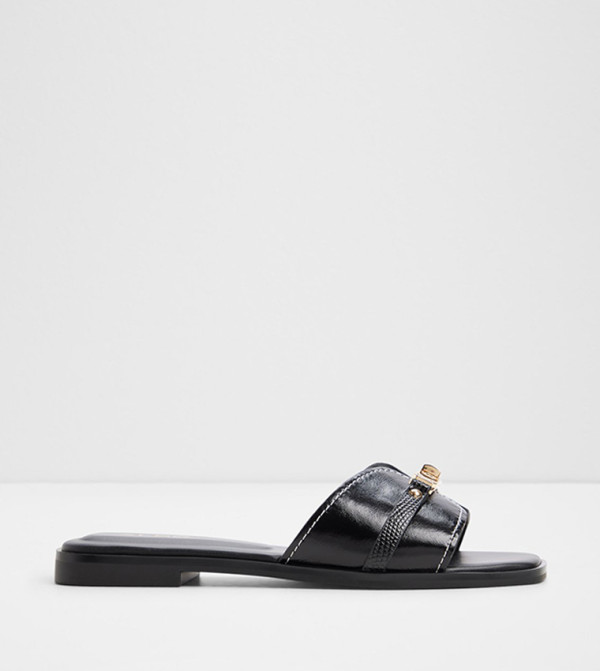 FRANCEA Metal Accent Square Toe Flat Sandals