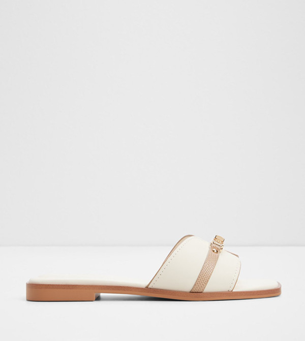FRANCEA Metal Accent Square Toe Flat Sandals