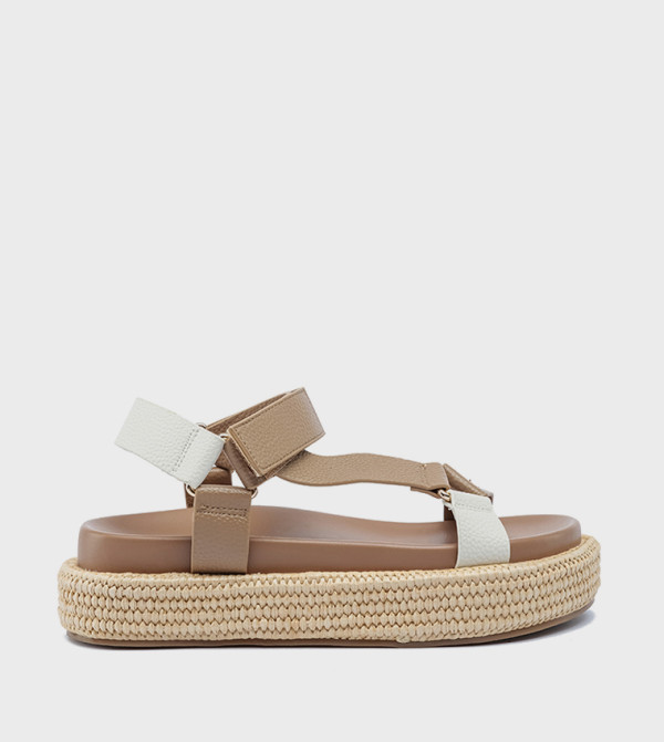 Color Block Velcro Closure Wedge Sandals