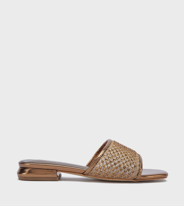 Embellished Open Toe Flat Sandals