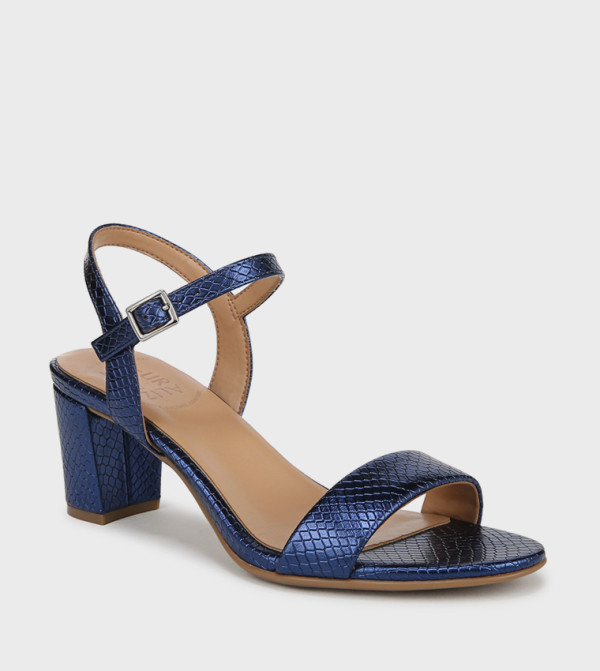 NABRISTOL Textured Ankle Strap Heeled Sandals