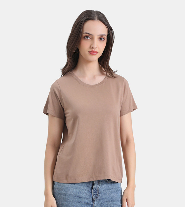 Solid Crew Neck Cotton Slim Fit T-Shirt