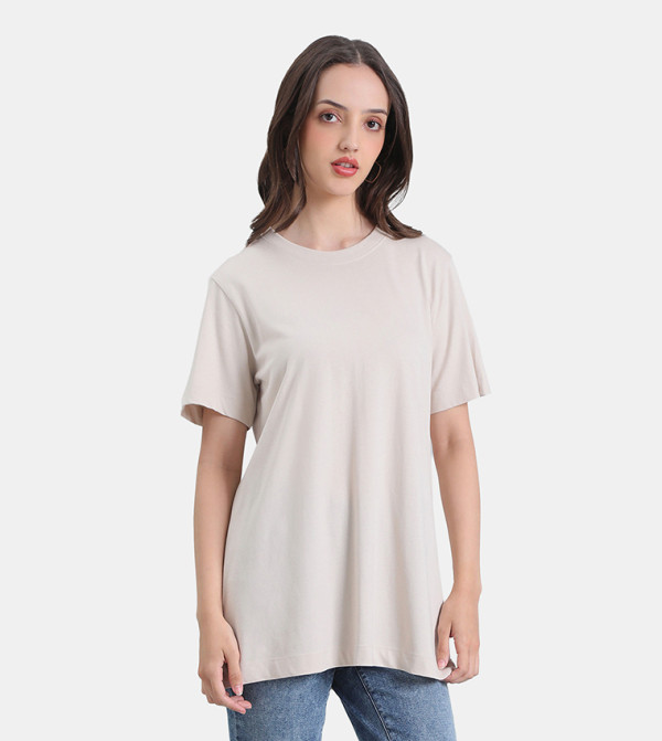 Solid Crew Neck Cotton Regular Fit T-Shirt