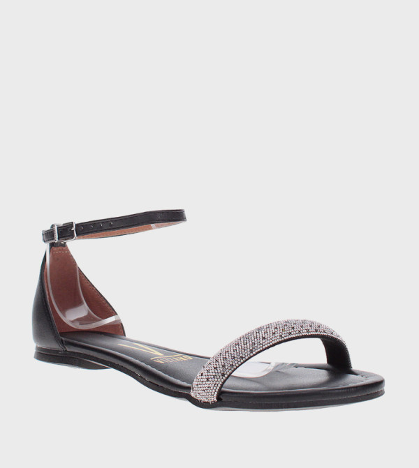 Embellished Open Toe Flat Sandals