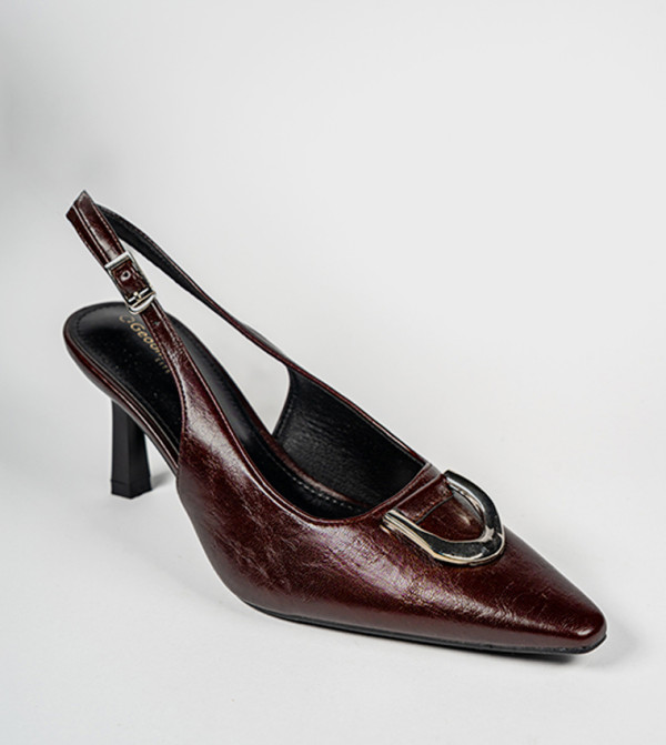  YOKE Metal Detail Slingback Pumps