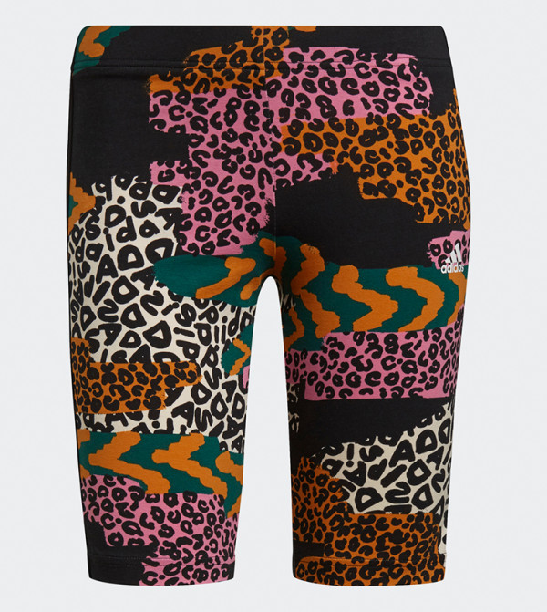 Farm Rio 3-Stripes Print Cotton Bike Shorts