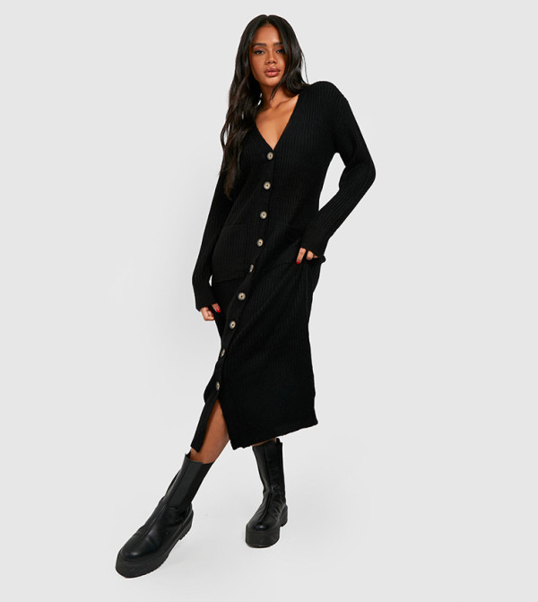 Soft Knit Button Through Midi Knitted Dress