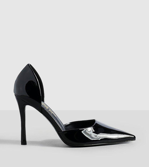 Wide Fit Patent Cut Out Court Shoe