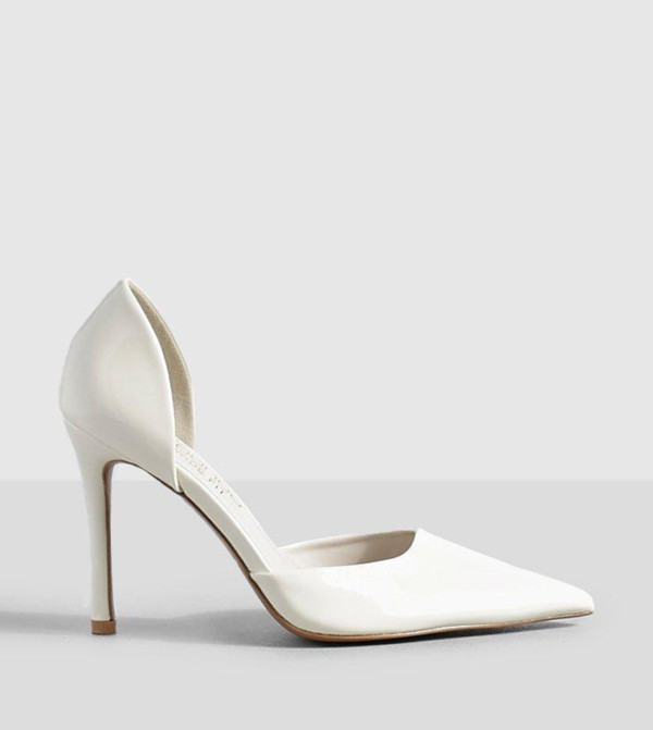 Wide Fit Patent Cut Out Court Shoe
