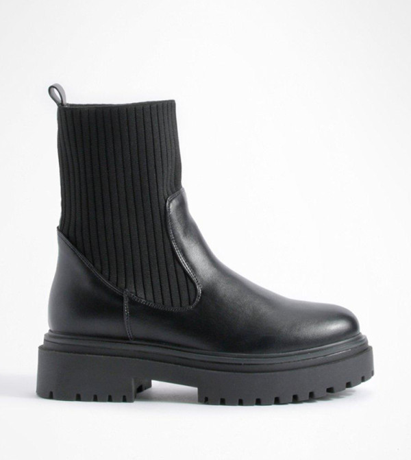 Chunky Sole Knitted Chelsea Boots