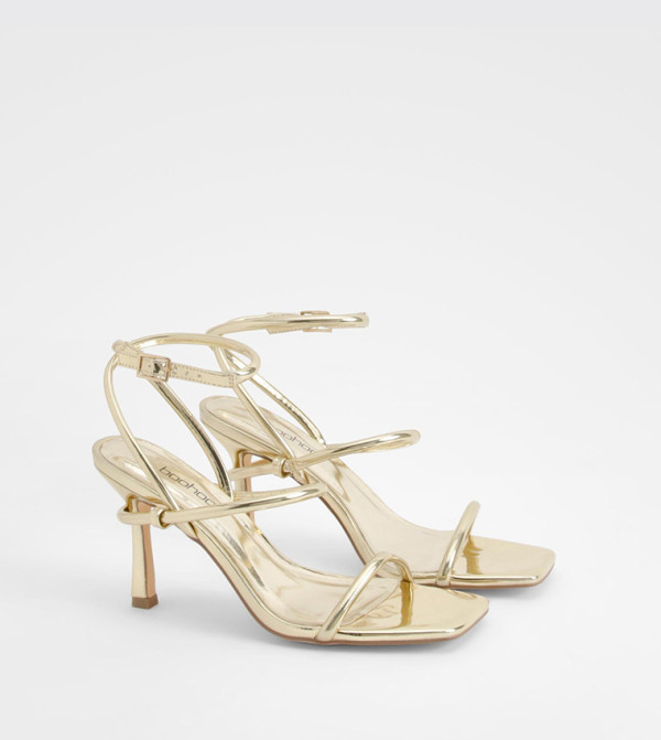 Metallic Padded Strappy Heeled Sandals