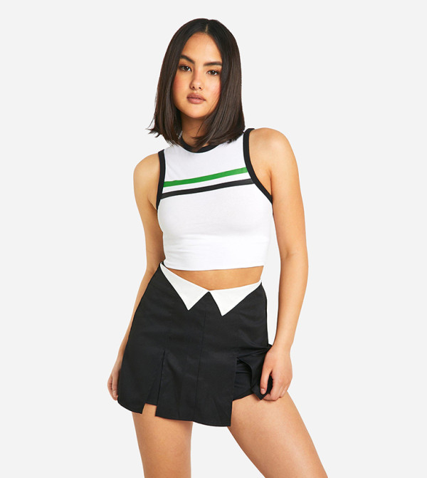 Twill Fold Over Detail Skorts