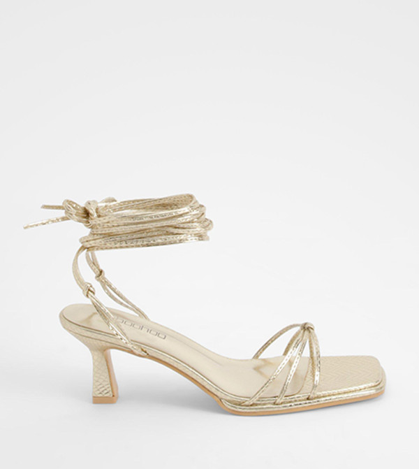 Wide Fit Metallic Croc Strappy Heel Sandals
