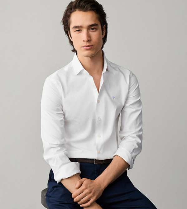 Solid Cut-Away Collar Long Sleeves Shirt