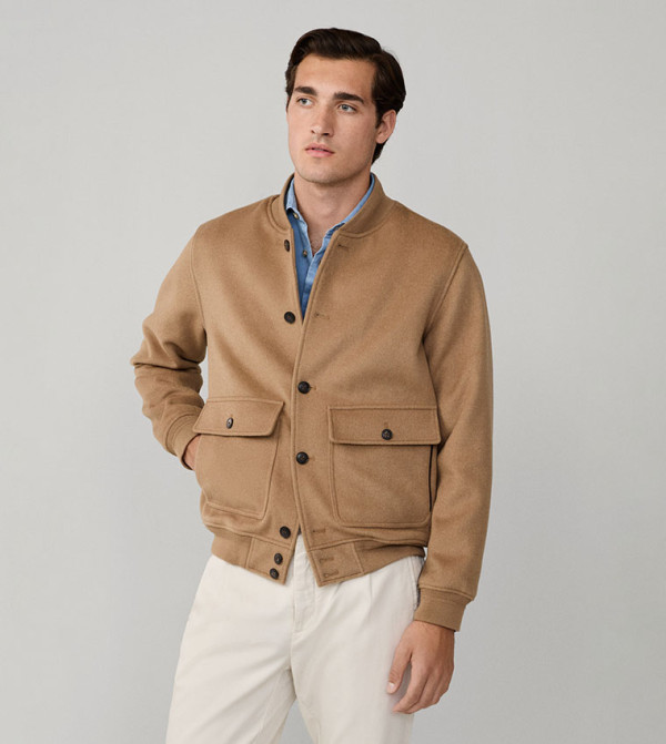 Solid Stand Collar Bomber Jacket