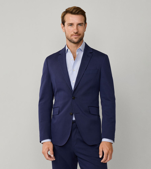 Solid Cotton Stretch Single Breasted Blazer