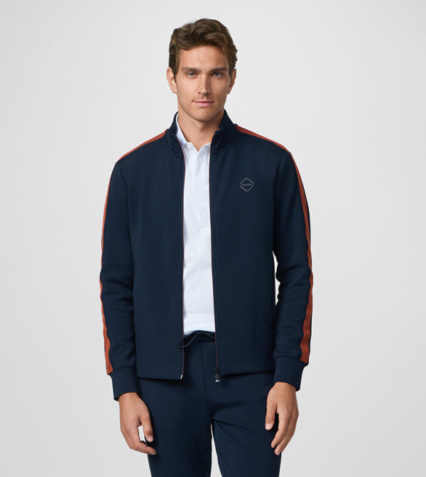 Side Striped High Neck Zip-Through Jacket