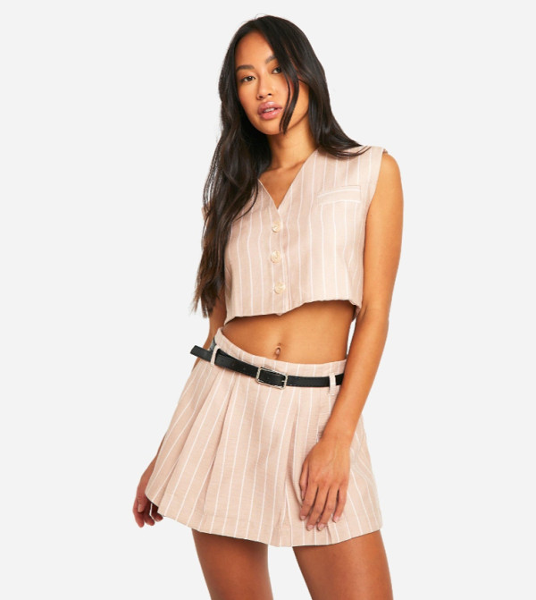 Woven Pinstripe Super Crop Waistcoat