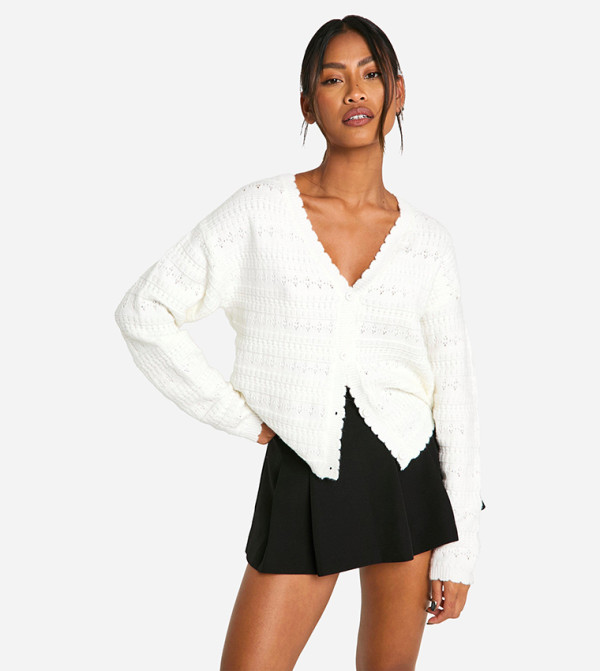 Soft Knitted Pointelle Cardigan