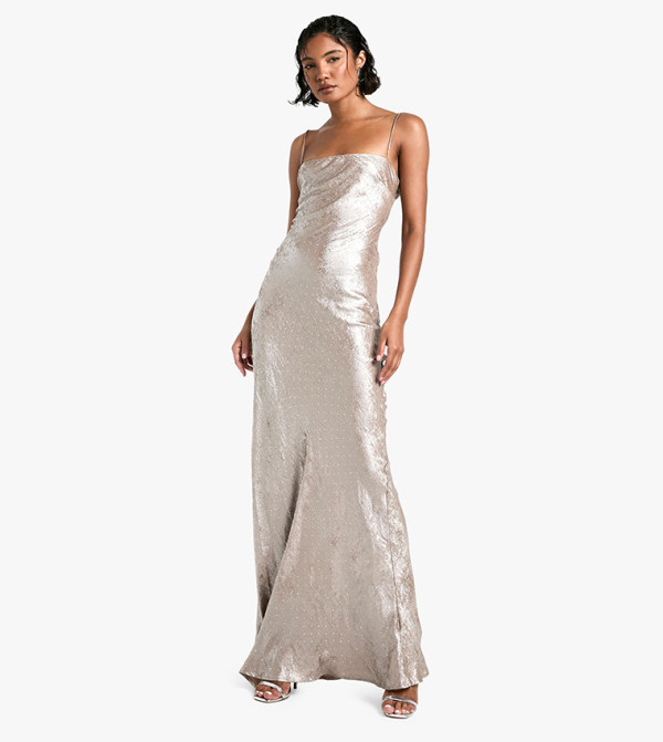 Tall Diamante Strappy Satin Maxi Dress