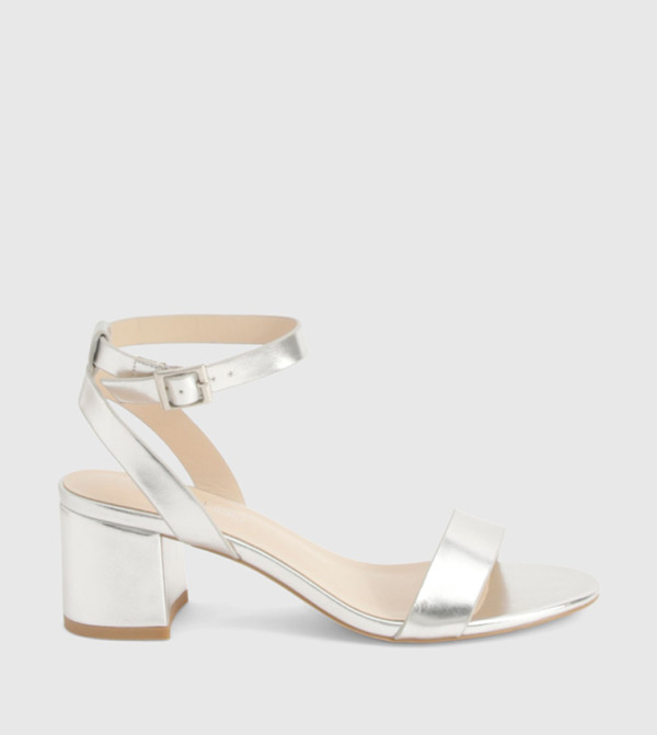 Wide Fit Metallic Barely There Bock Heel Sandals