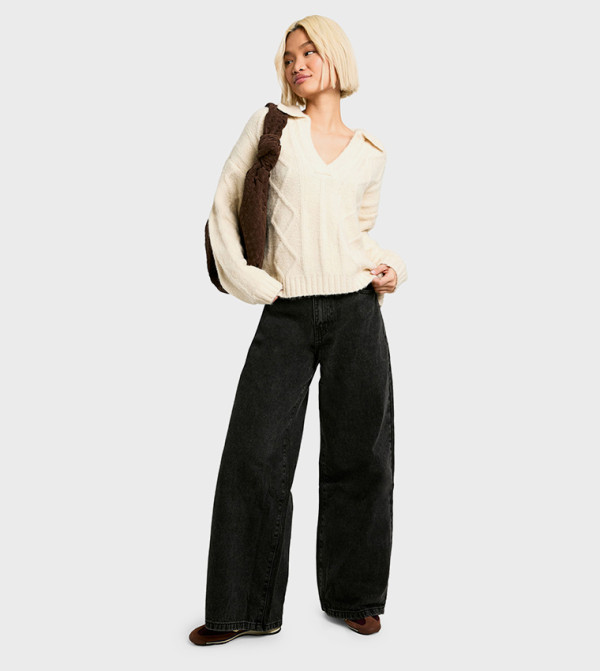 Cable Knit Collared Sweater
