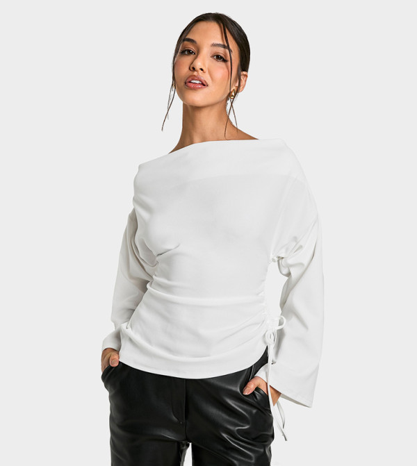 Scuba Crepe Off Shoulder Wide Sleeves Top
