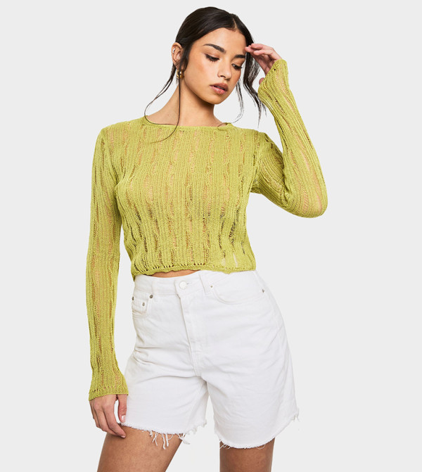 Ladder Detail Crew Neck Sweater