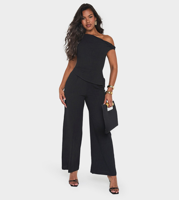 Linen Look Twist Strap Jumpsuit